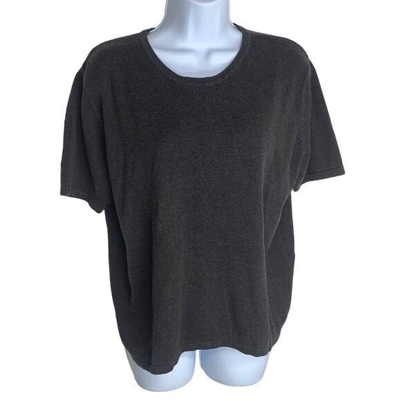 Yarnworks Vintage T Shirt Womens Scoop Neck Size Petite Large Black Short Sleeve - Picture 11 of 11